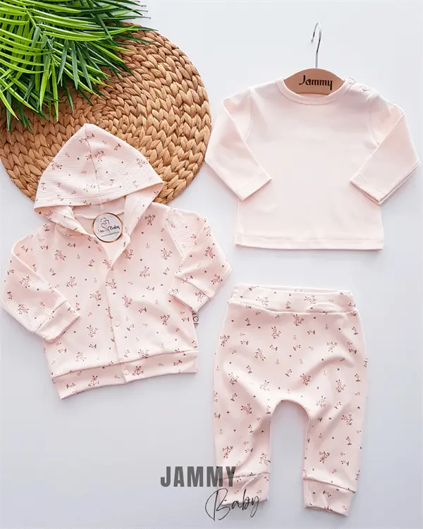 crispy floral cardigan suit - salmon - Justyol