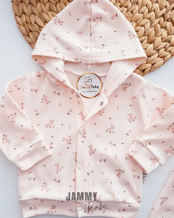 crispy floral cardigan suit - salmon - Justyol