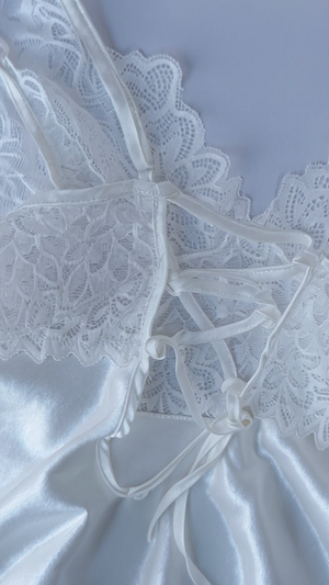 Nightdress 118 -Satin Nightgown with Refined Lace Detailing Erotica