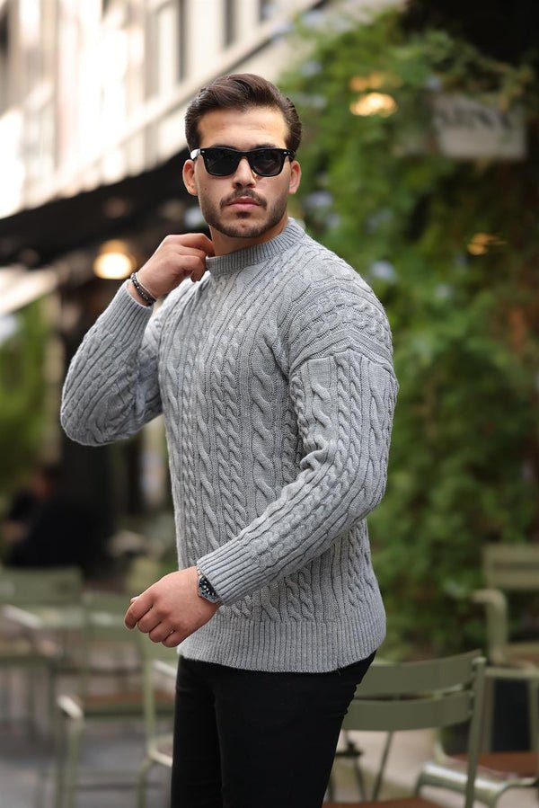 Comford Fit Saç Örgü Bisiklet Yaka Triko Kazak - Justyol