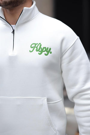 Cozy Kanguru Nakışlı Şardonlu Yarım Fermuar Sweatshirt - Justyol
