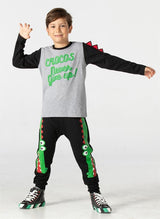 crocos siyah erkek çocuk pantolon+t-shirt takim - Justyol