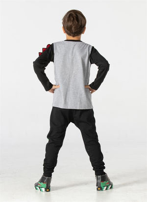 crocos siyah erkek çocuk pantolon+t-shirt takim - Justyol