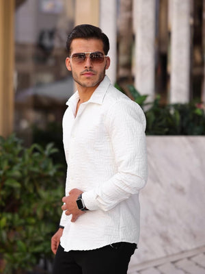 Men's Casual Shirt - Patterned with Cabotine Lines - Justyol