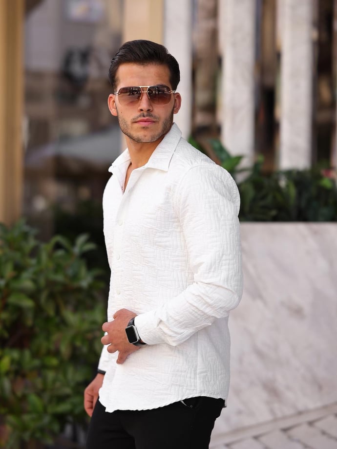 Men's Casual Shirt - Patterned with Cabotine Lines - Justyol