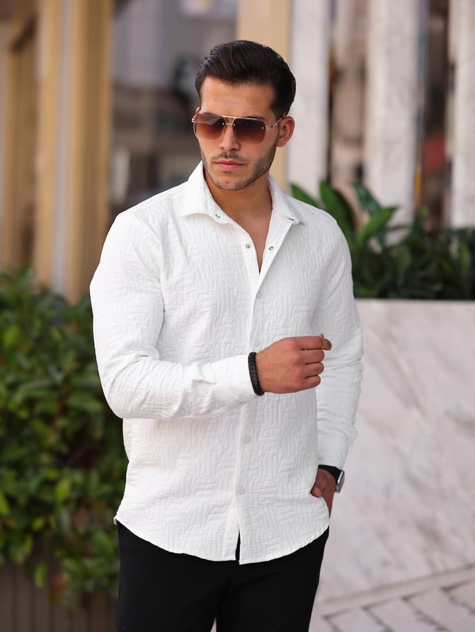 Men's Casual Shirt - Patterned with Cabotine Lines - Justyol