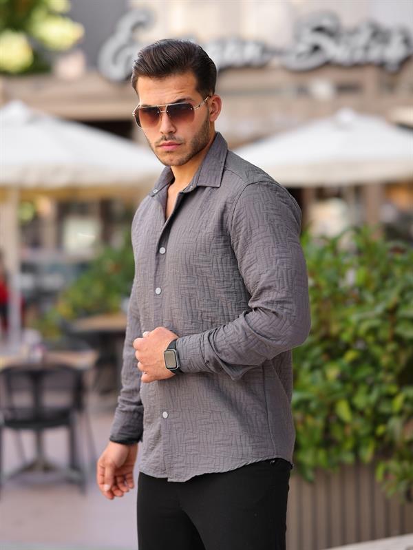Men's Casual Shirt - Patterned with Cabotine Lines - Justyol