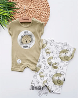 cute lion 2 - piece jumpsuit set - brown - Justyol