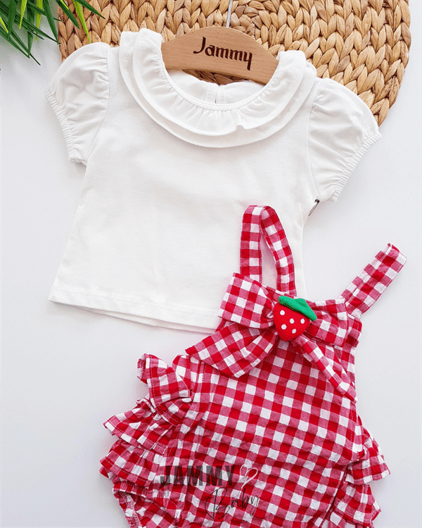 darlene strawberry romper set - Justyol