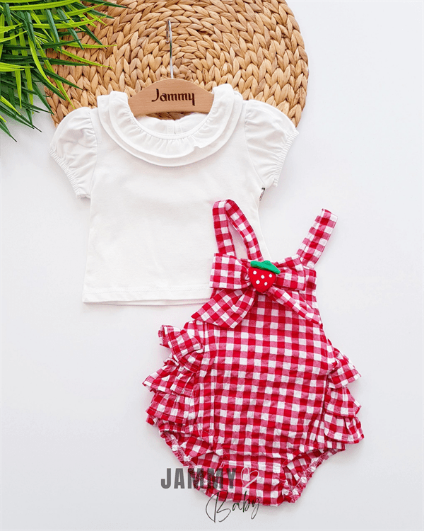 darlene strawberry romper set - Justyol