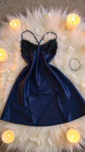 Nightdress 124 -Silky Nightdress with Graceful Lace Embellishment Erotica