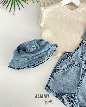 bucket hat denim overalls / body - Justyol