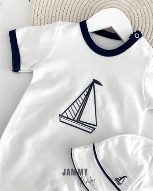 sailor hat short sleeve summer jumpsuit - Justyol