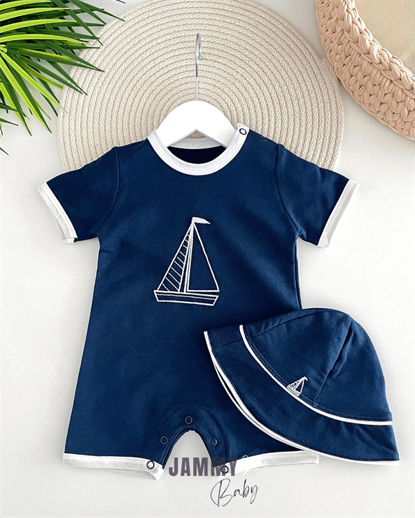 sailor hat short sleeve summer jumpsuit - Justyol