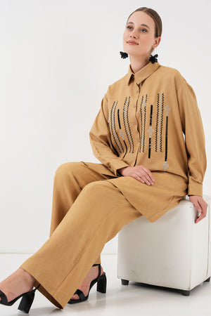 desenli tunik pantolon ikili takim 6720 - Justyol