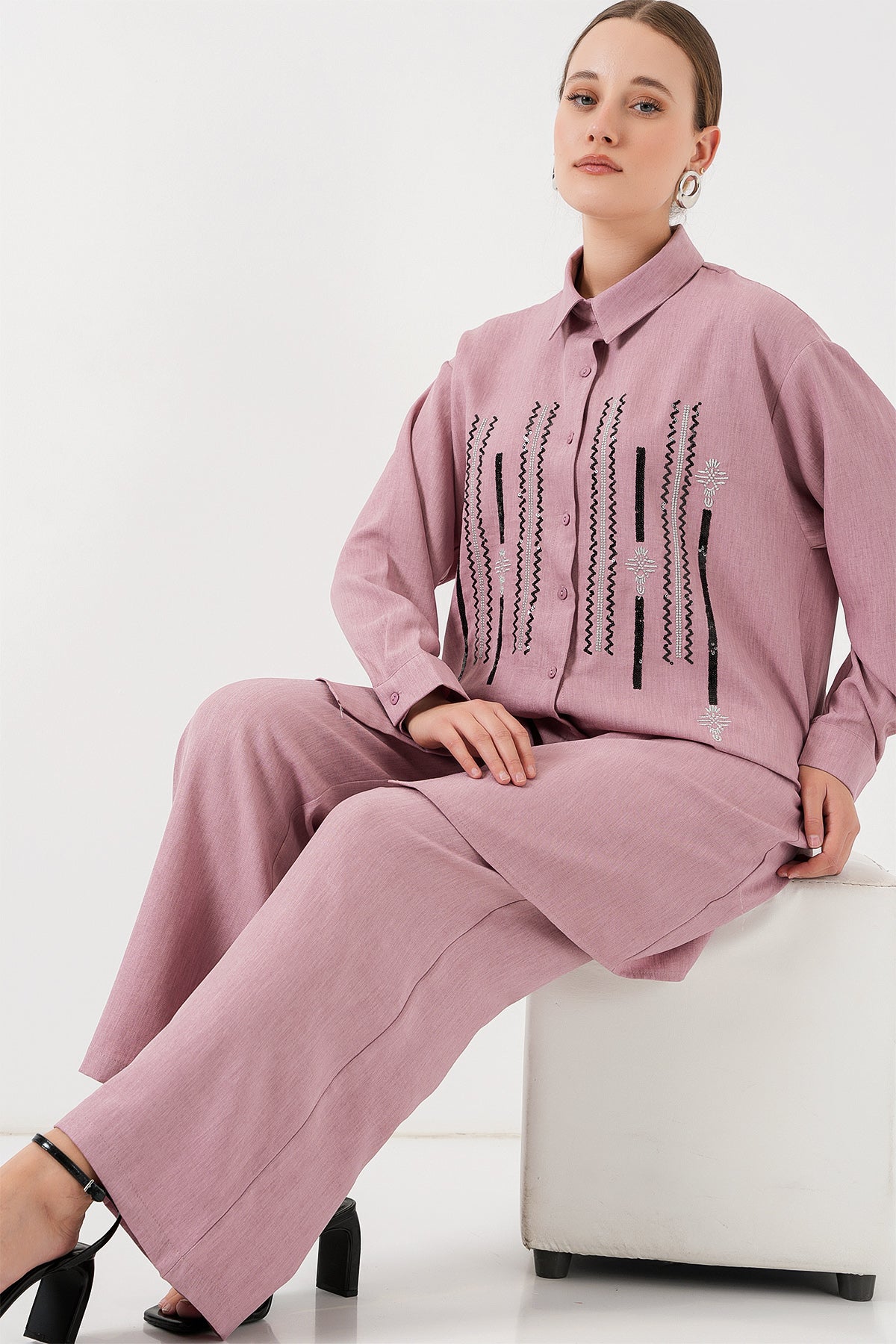 desenli tunik pantolon ikili takim 6720 - Justyol