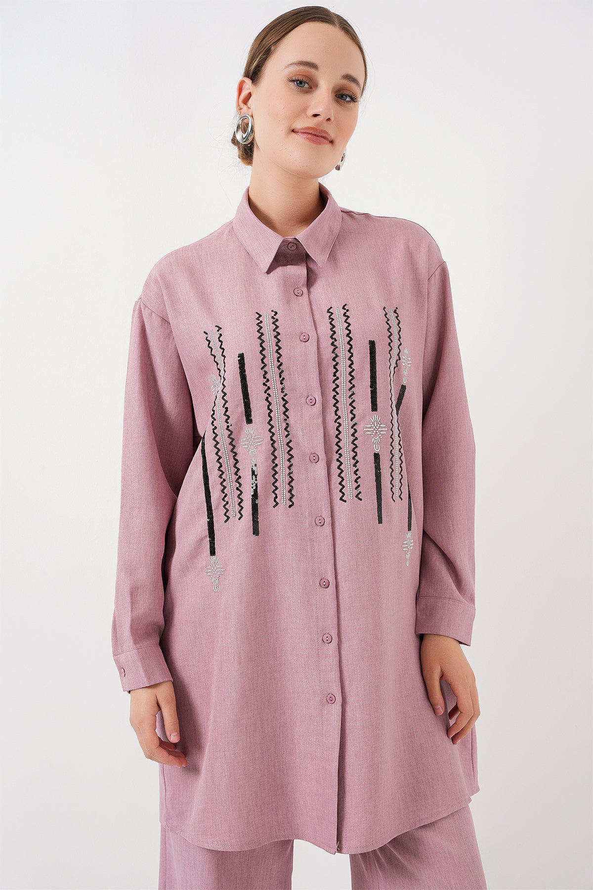 desenli tunik pantolon ikili takim 6720 - Justyol