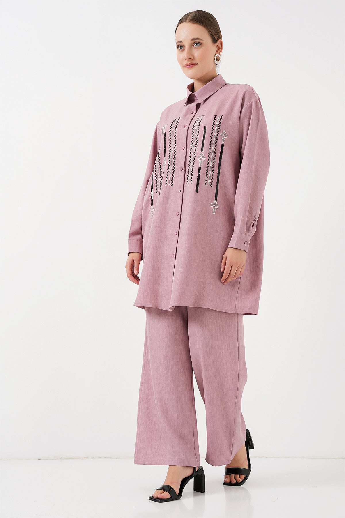 desenli tunik pantolon ikili takim 6720 - Justyol