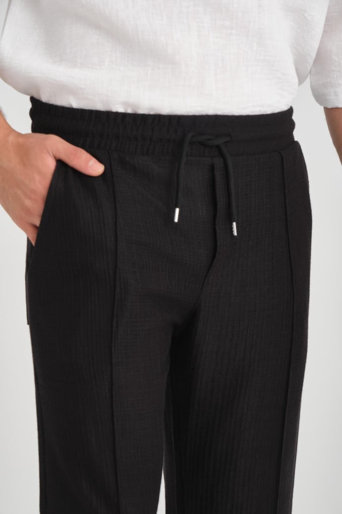 Düz Desenli Rahat Kalıp Beli Lastikli Baggy Pantol - Justyol
