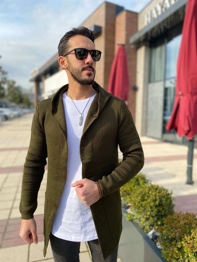 Erkek Düz Panço Hırka - Justyol