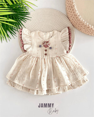 edna pompom muslin dress - Justyol