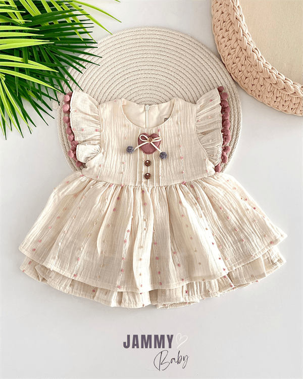 edna pompom muslin dress - Justyol