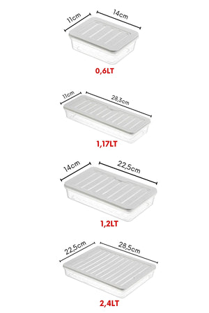 Set de 9 récipients Freshbox adaptés au micro - ondes et au congélateur - Gris - Justyol