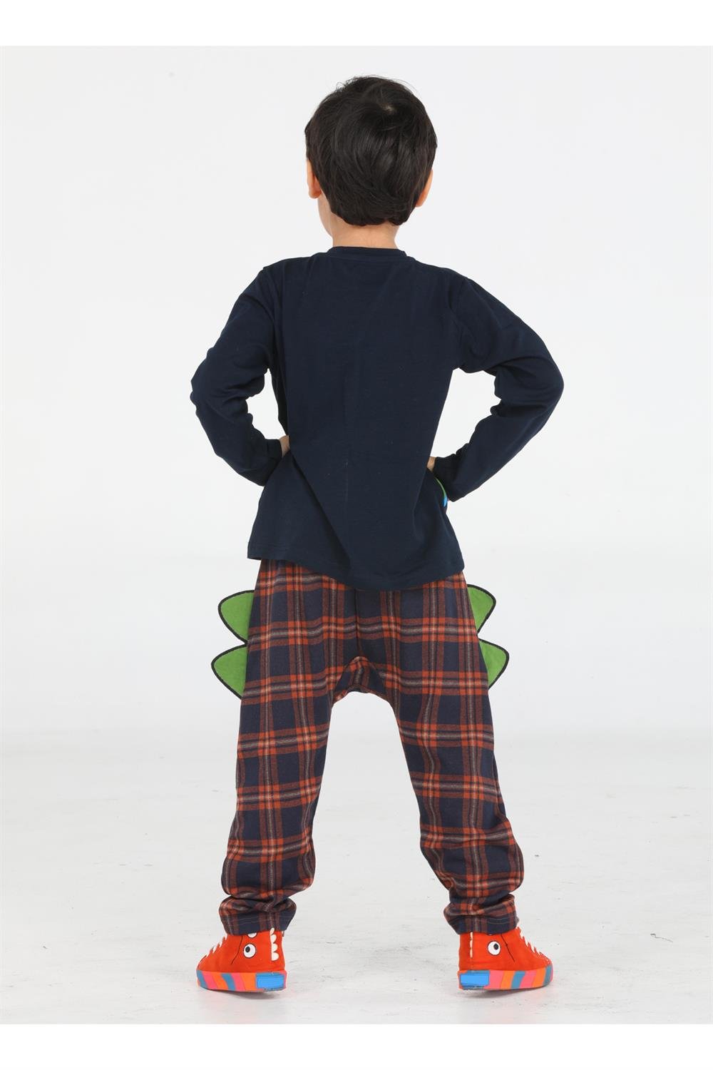 ekose muzip dino pantolon + t-shirt takim - Justyol