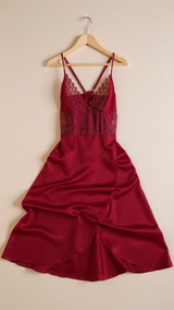 Nightdress 108 -Satin Nightgown with Elegant Lace Finish Erotica