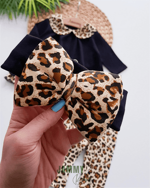 eliza leopard fluffy bandana set - Justyol