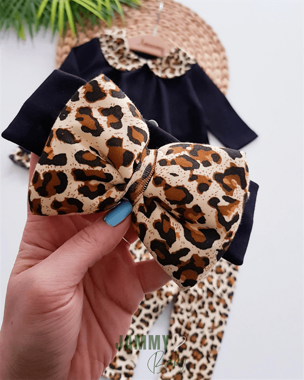 eliza leopard fluffy bandana set - Justyol