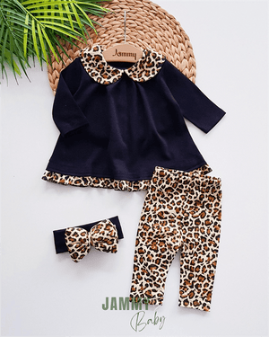eliza leopard fluffy bandana set - Justyol
