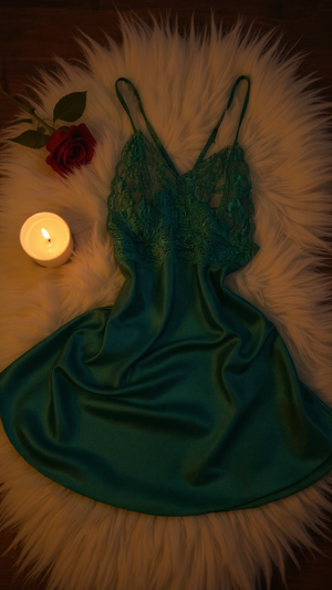 Nightdress 106 - Elegant Satin Nightgown with Delicate Lace Details Erotica
