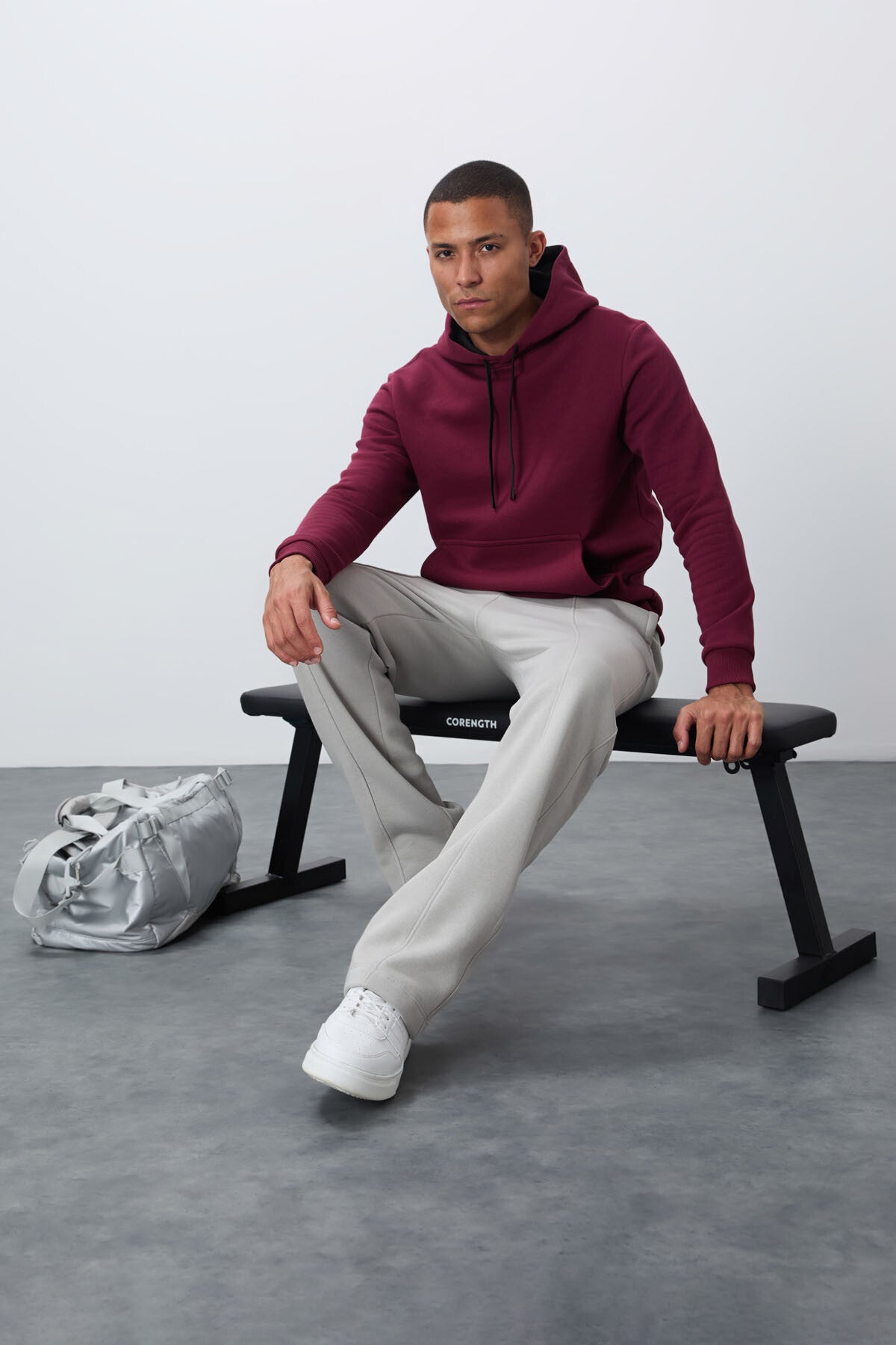 pamuklu kalin içi tüylü yumuşak dokulu comfort fit nakişli erkek sweatshirt - 88419 - Justyol