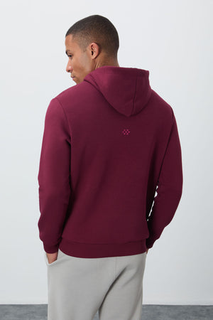 pamuklu kalin içi tüylü yumuşak dokulu comfort fit nakişli erkek sweatshirt - 88419 - Justyol