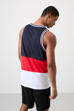 polyester nefes alan dokulu ince esnek standart fit erkek basketbol atlet - 88395 - Justyol