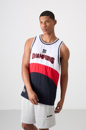 polyester nefes alan dokulu ince esnek standart fit erkek basketbol atlet - 88395 - Justyol