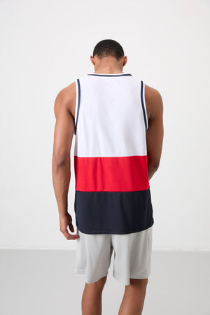 polyester nefes alan dokulu ince esnek standart fit erkek basketbol atlet - 88395 - Justyol