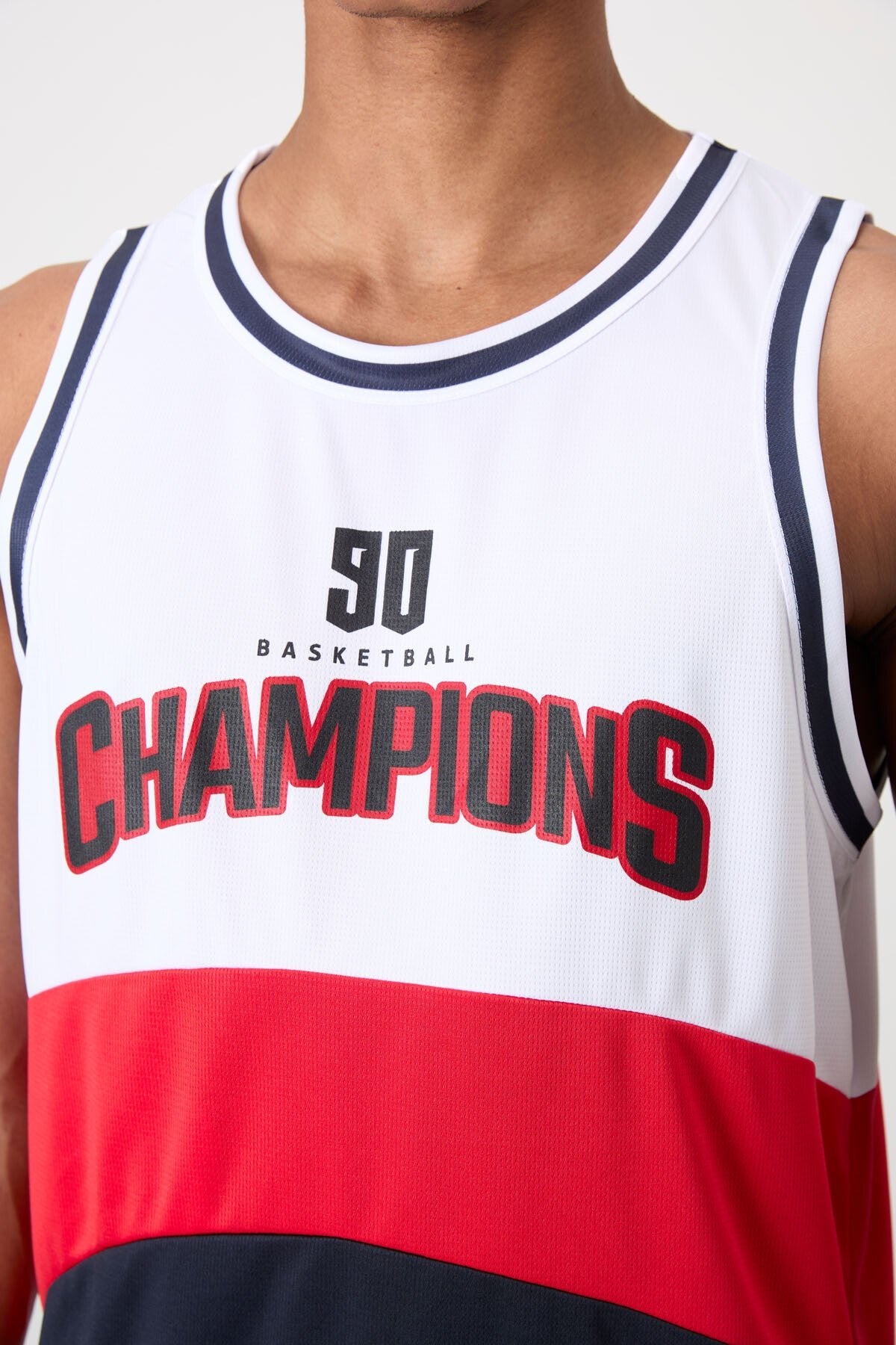 polyester nefes alan dokulu ince esnek standart fit erkek basketbol atlet - 88395 - Justyol