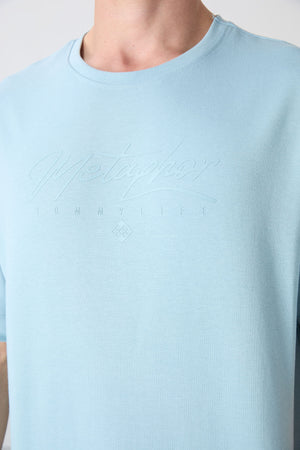 pamuklu kalin yumuşak dokulu oversize fit baskili erkek t-shirt - 88320 - Justyol