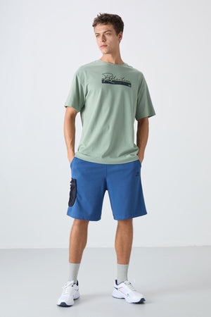 pamuklu kalin yumuşak dokulu oversize fit baskili erkek t-shirt - 88334 - Justyol