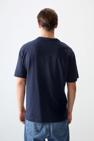 %100 pamuk kalin yumuşak dokulu oversize fit baskili erkek t-shirt - 88356 - Justyol