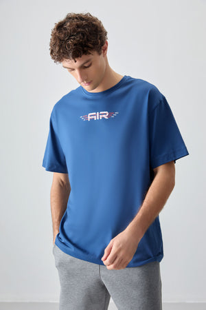 %100 pamuk kalin yumuşak dokulu oversize fit baskili erkek t-shirt - 88356 - Justyol