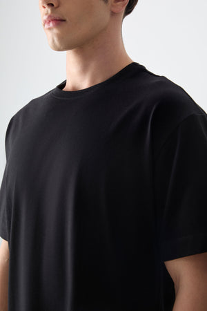 %100 pamuk kalin yumuşak dokulu oversize fit basic erkek t-shirt - 88353 - Justyol