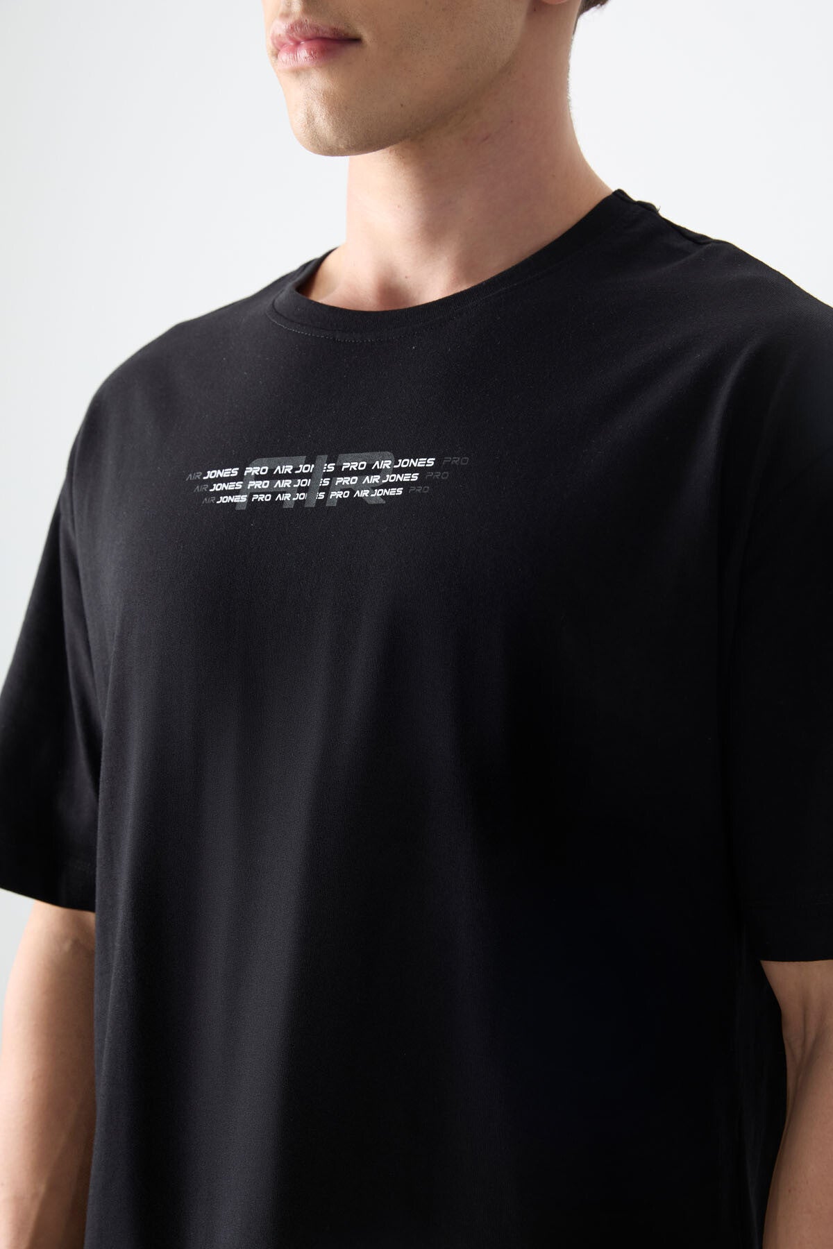 %100 pamuk kalin yumuşak dokulu oversize fit baskili erkek t-shirt - 88356 - Justyol