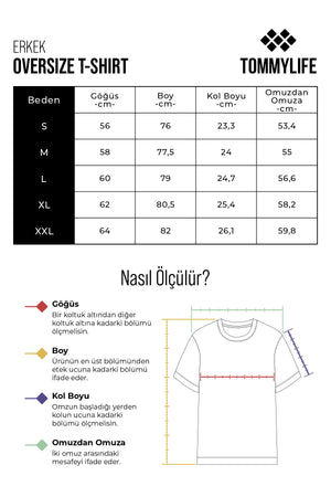 %100 pamuk kalin yumuşak dokulu oversize fit baskili erkek t-shirt - 88360 - Justyol