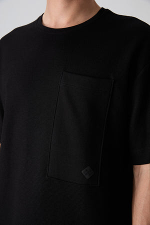 pamuklu kalin yüzeyi dokulu oversize fit basic erkek t-shirt - 88341 - Justyol