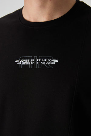 pamuklu kalin yüzeyi dokulu oversize fit baskili erkek t-shirt - 88372 - Justyol