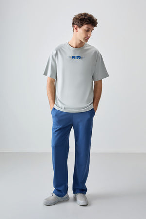 %100 pamuk kalin yumuşak dokulu oversize fit baskili erkek t-shirt - 88356 - Justyol