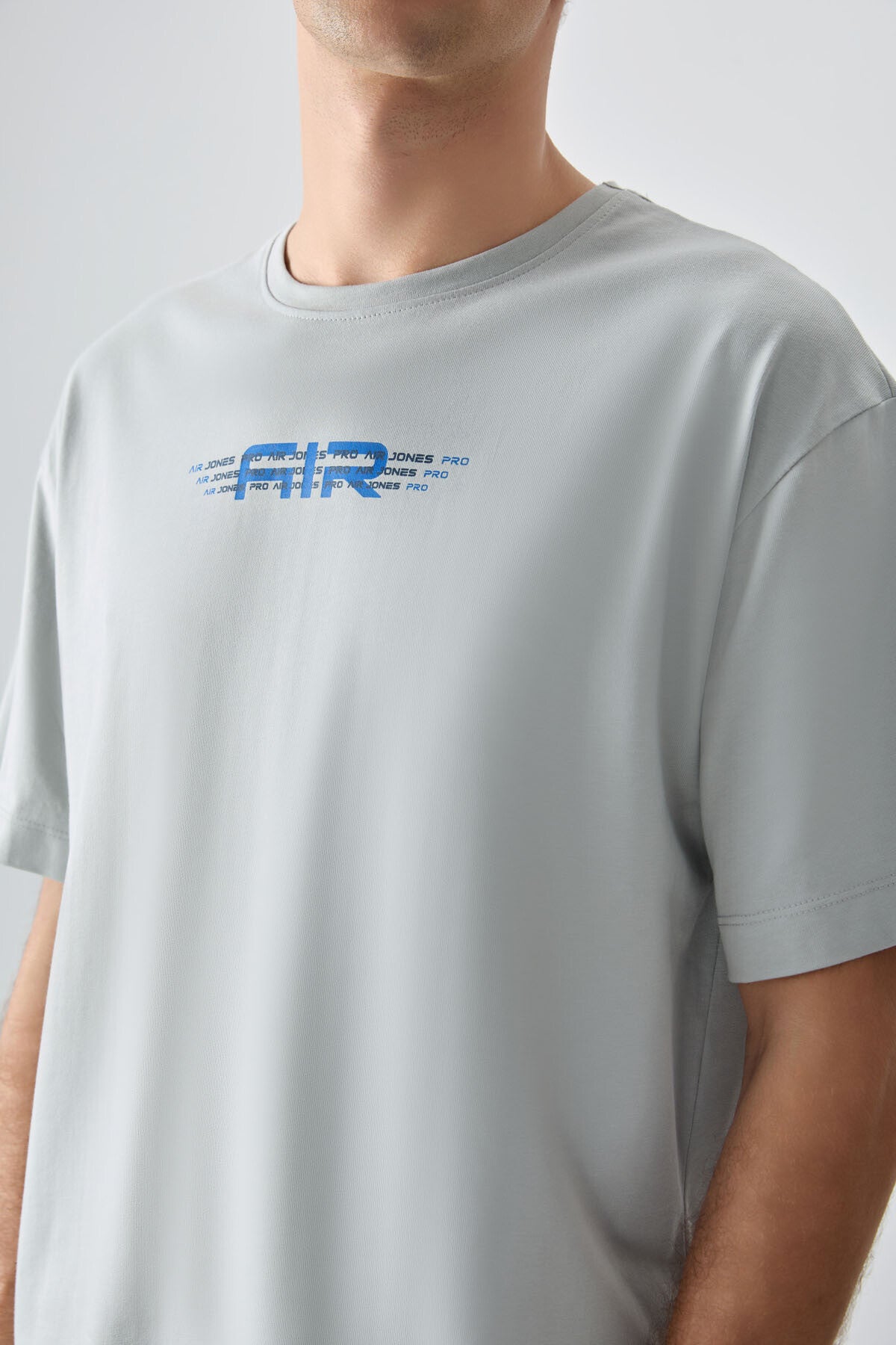 %100 pamuk kalin yumuşak dokulu oversize fit baskili erkek t-shirt - 88356 - Justyol